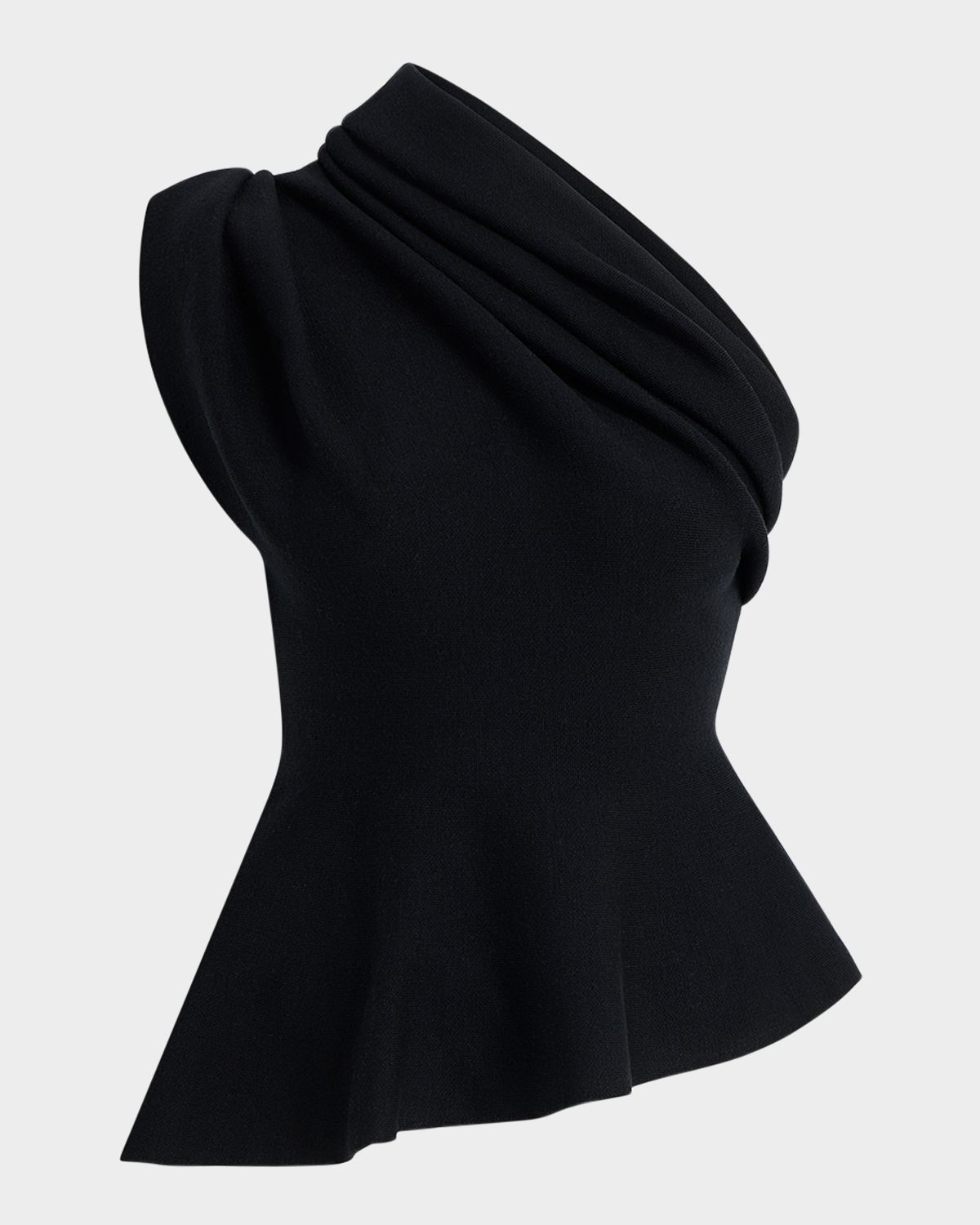 Khaite Aimee Draped One-Shoulder Peplum Top