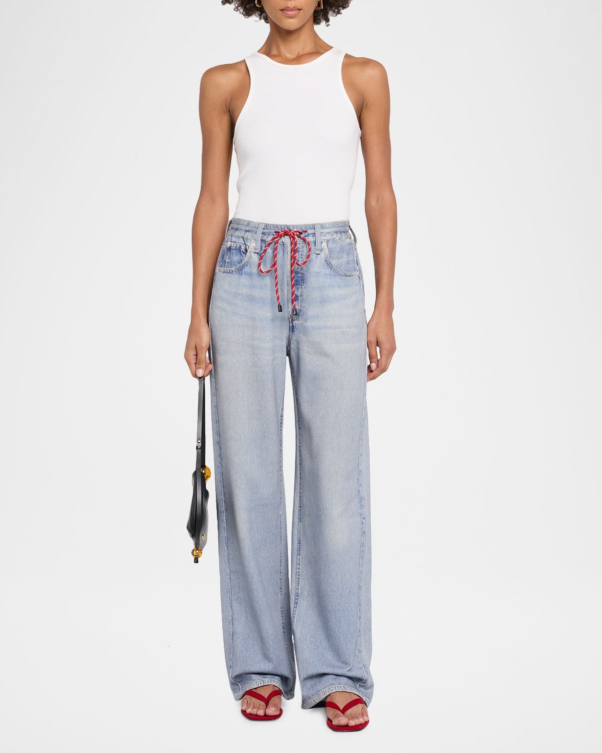 Rag & Bone rb Miramar Terry Drawstring Wide-Leg Jeans | Thumbnail 2