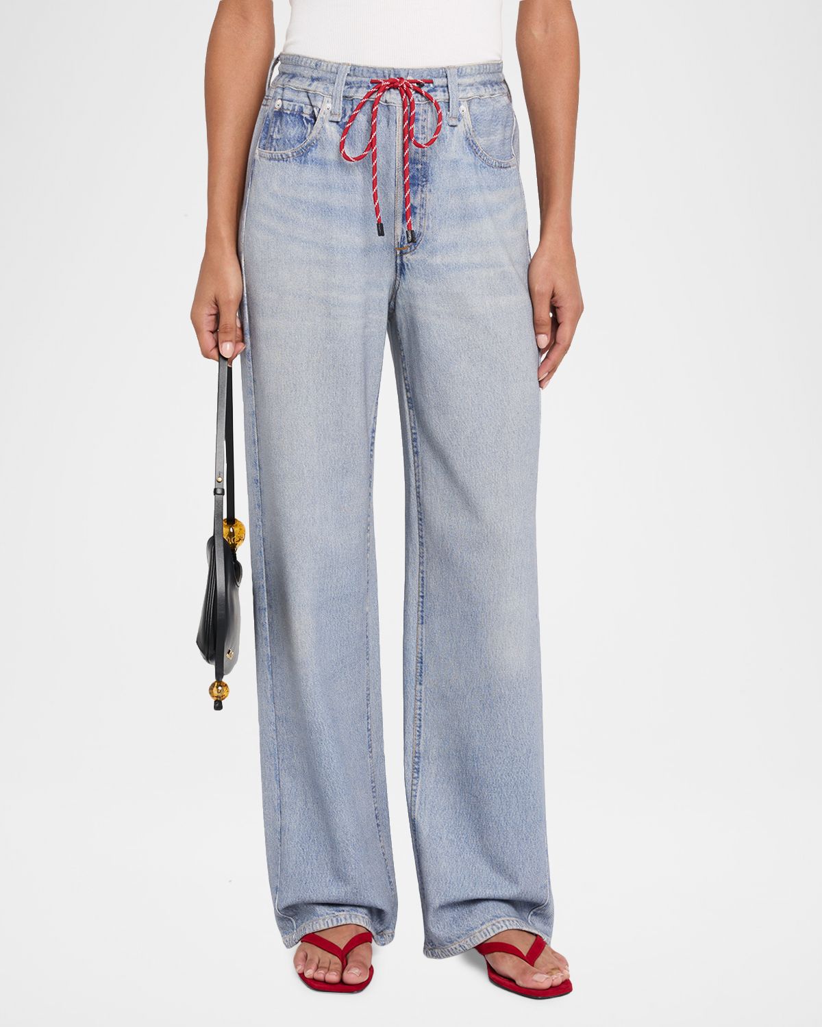 Rag & Bone rb Miramar Terry Drawstring Wide-Leg Jeans | Thumbnail 4