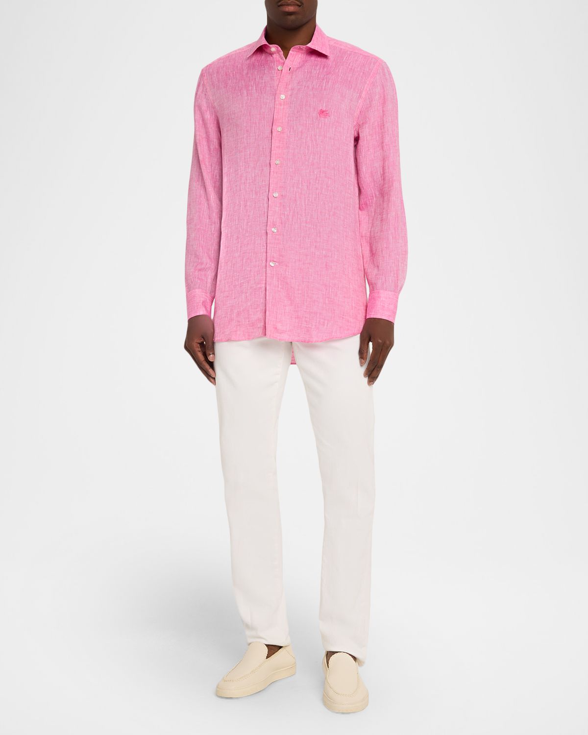 Etro Men 's Pegaso Linen Roma-Fit Shirt | Thumbnail 5 Etro Men 's Pegaso Linen Roma-Fit Shirt | Thumbnail 5