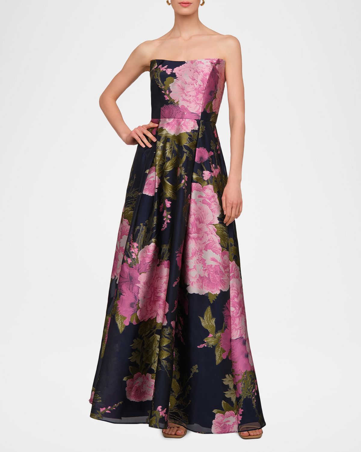 Kay Unger New York Willow Floral Metallic Organza Gown | Thumbnail 2 Kay Unger New York Willow Floral Metallic Organza Gown | Thumbnail 2