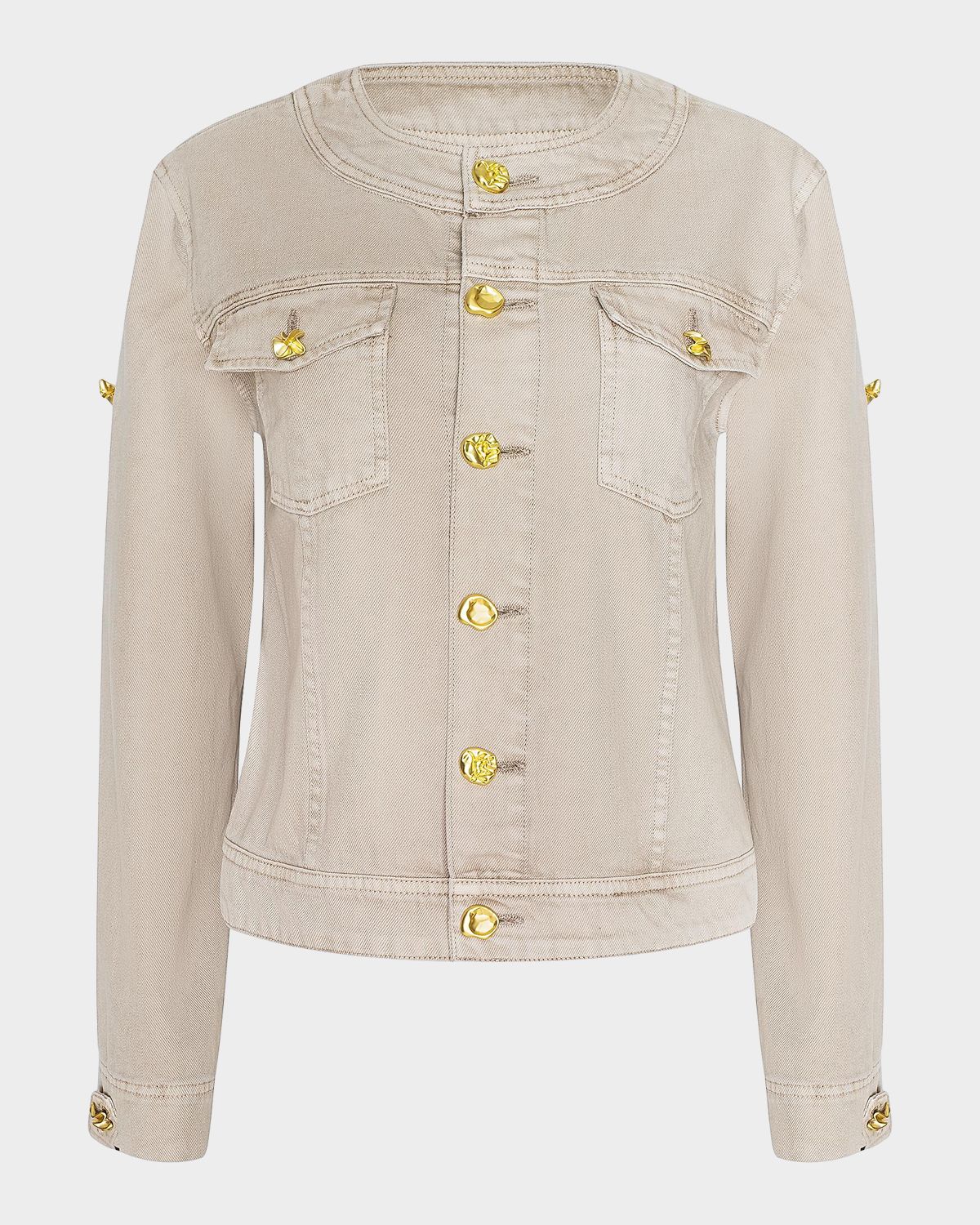 L 'Agence Anouk Collarless Denim Jacket