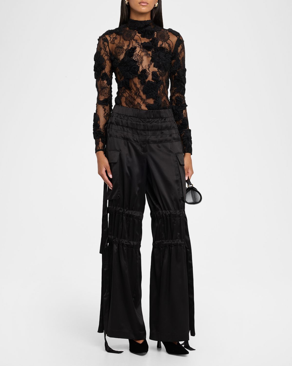 AKNVAS Freja Floral Lace Mock-Neck Top