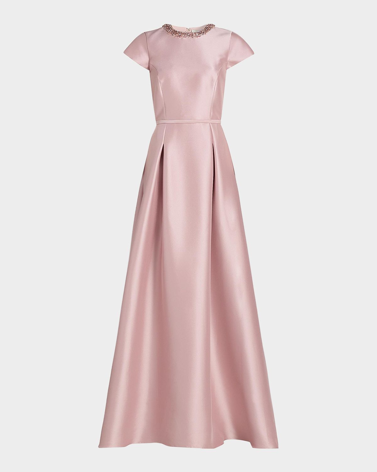 Sachin & Babi Jewel-Embellished Pleated Mikado Gown