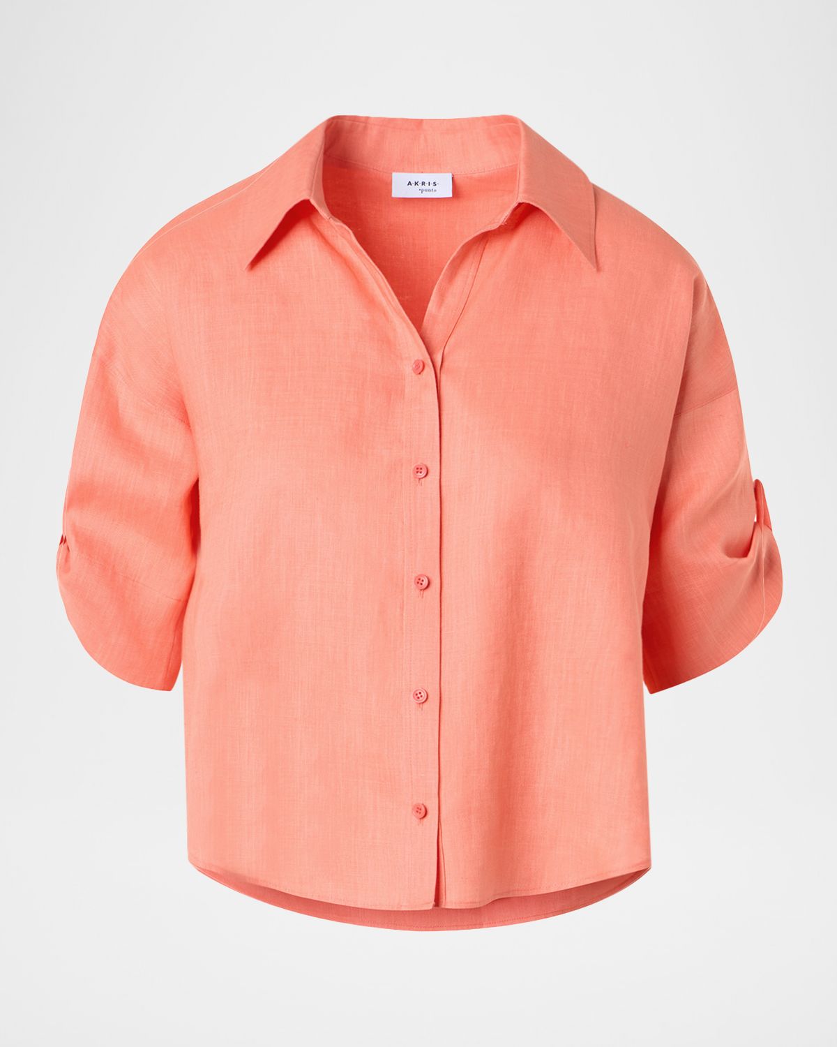 Akris punto Washed Linen Button-Front Blouse