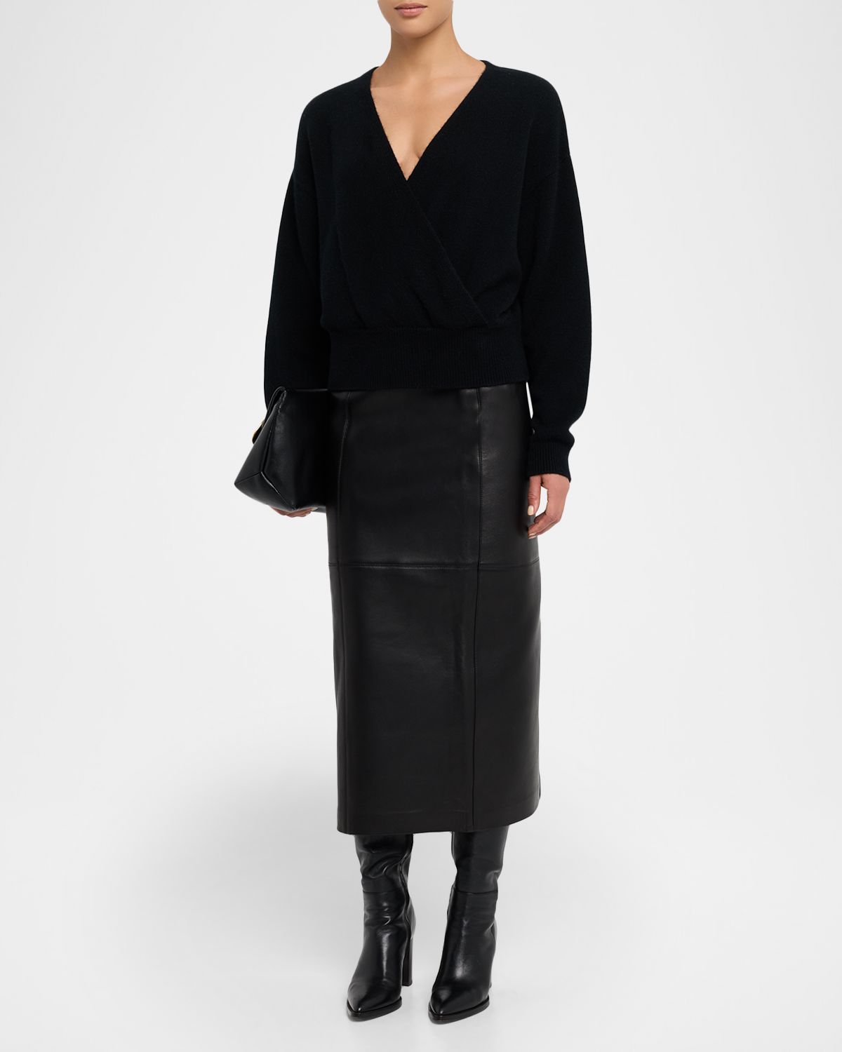 A.L.C. Marta Leather Midi Skirt