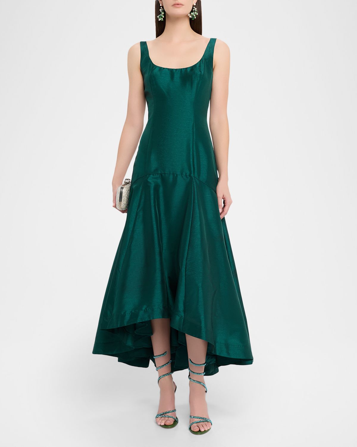 Hutch Alaia High-Low Shantung Maxi Dress