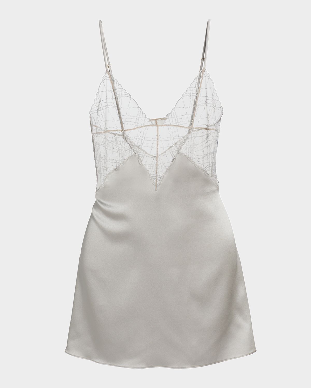 Kiki De Montparnasse Embroidered Lace & Silk Charmeuse Nightie