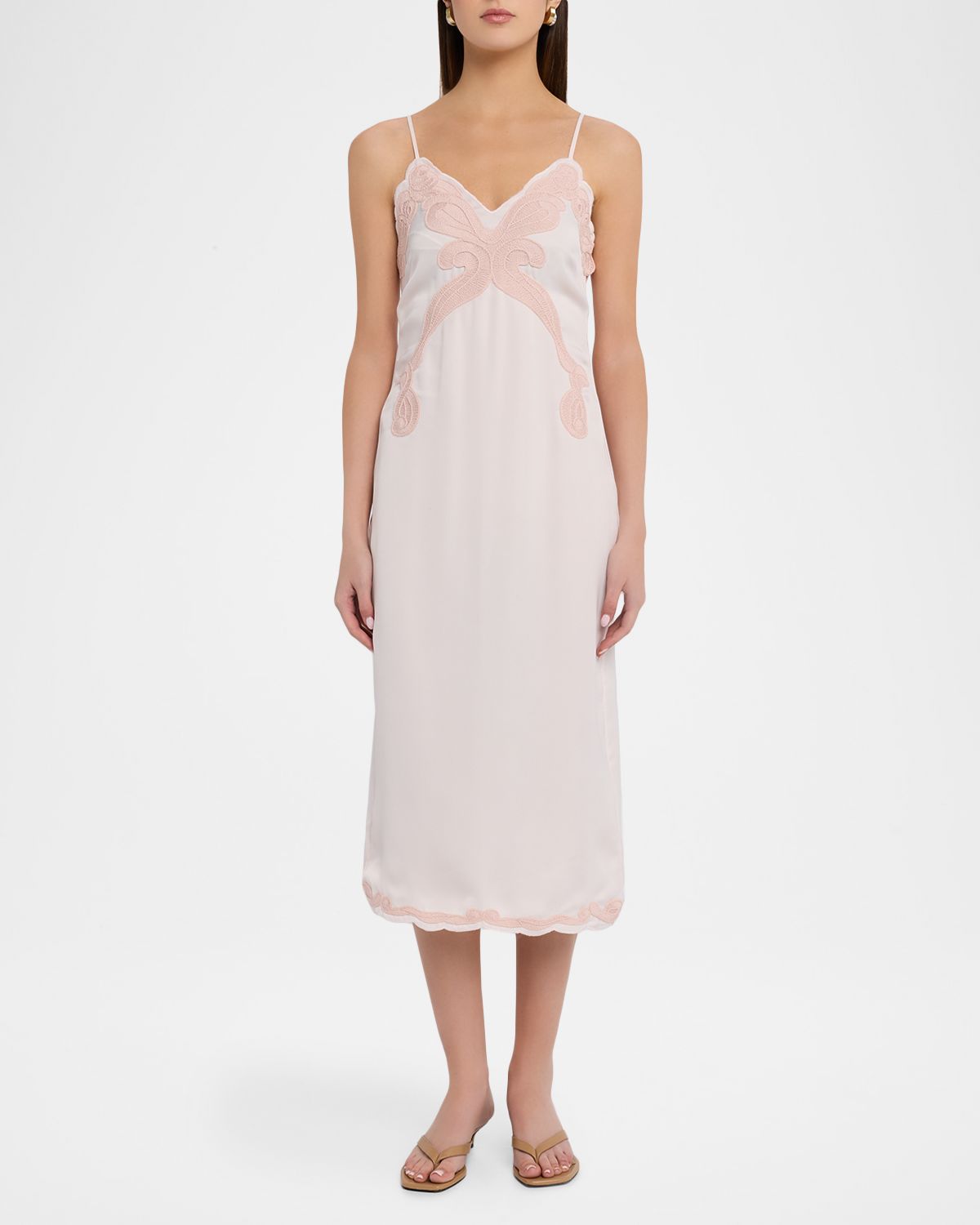 Rag & Bone Ann Embroidered Satin Slip Dress