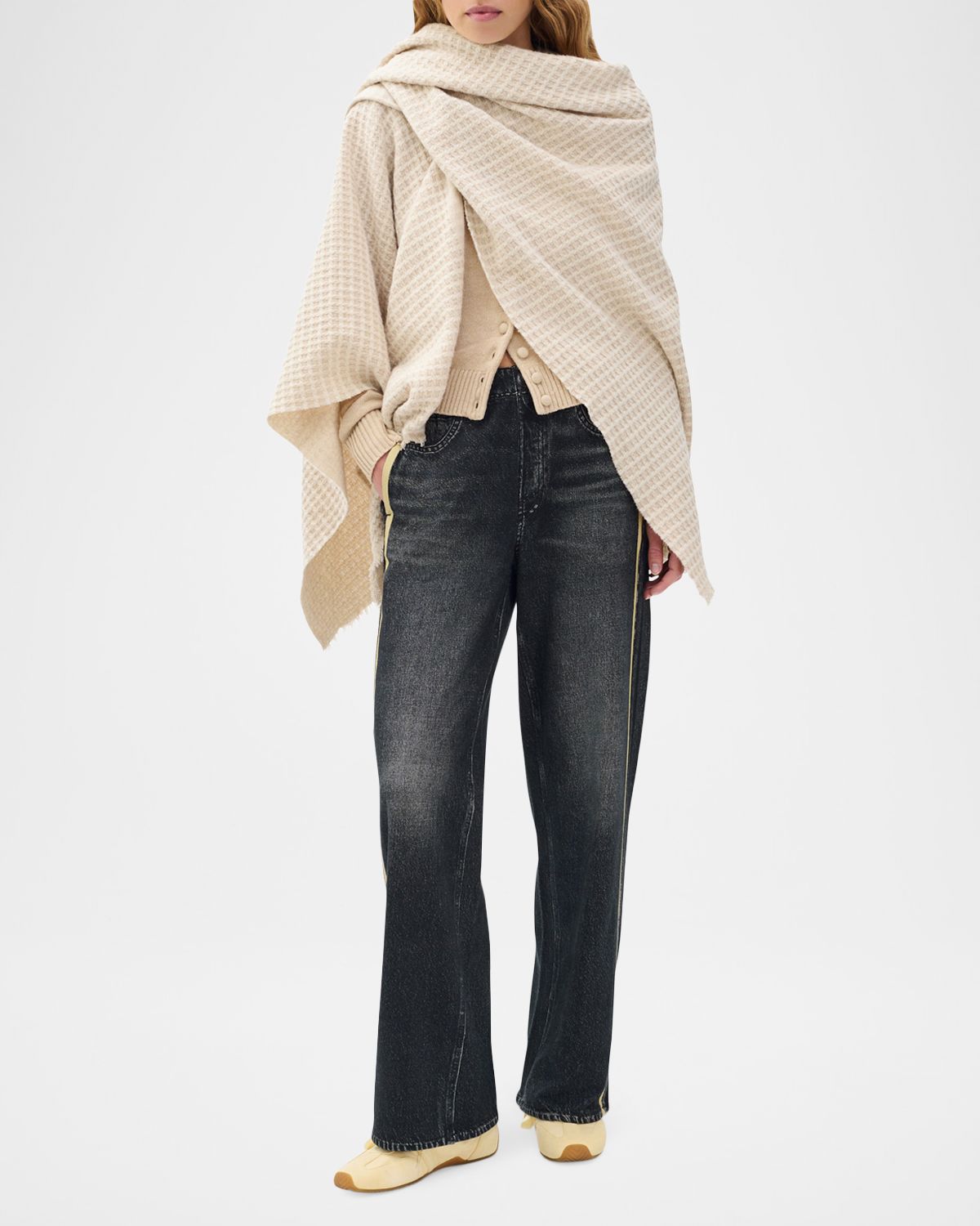 Rag & Bone Joni Waffle-Knit Poncho