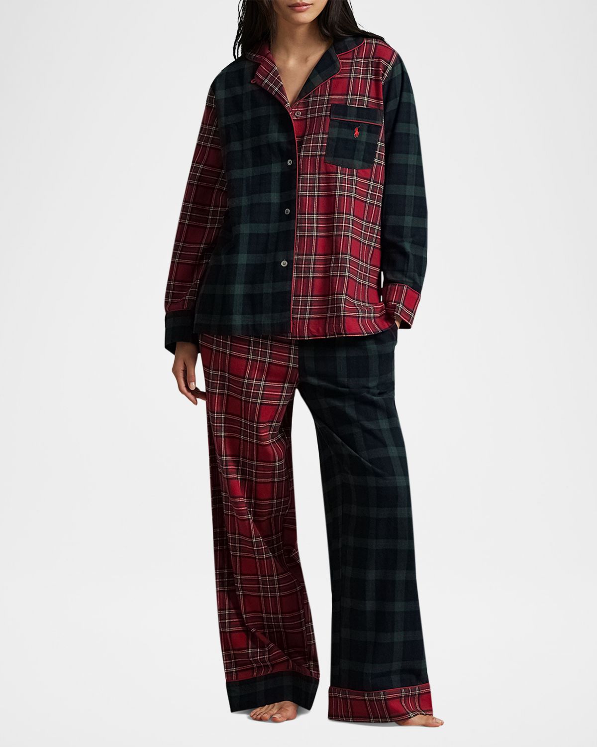 Polo Ralph Lauren Madison Patchwork Cotton Plaid Pajama Set