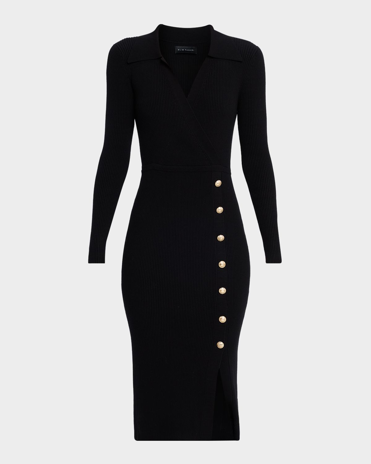 Elie Tahari The Polo Collared Midi Knit Dress
