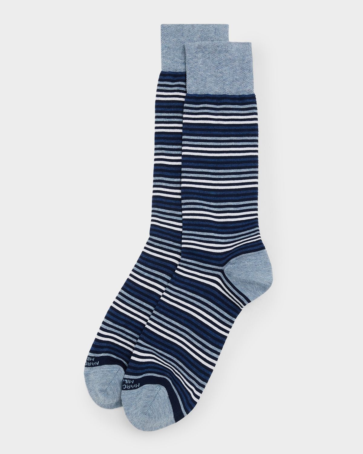 Marcoliani Men 's Simple Stripe Crew Socks