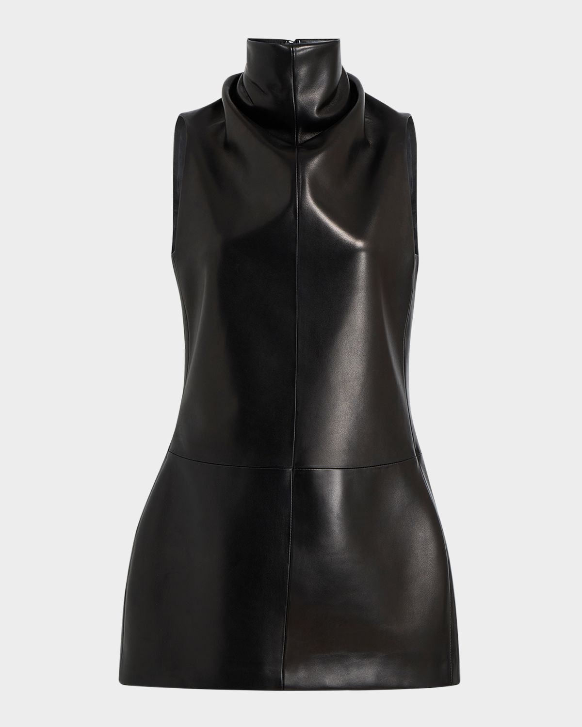 Khaite Daria Turtleneck Leather Mini Dress