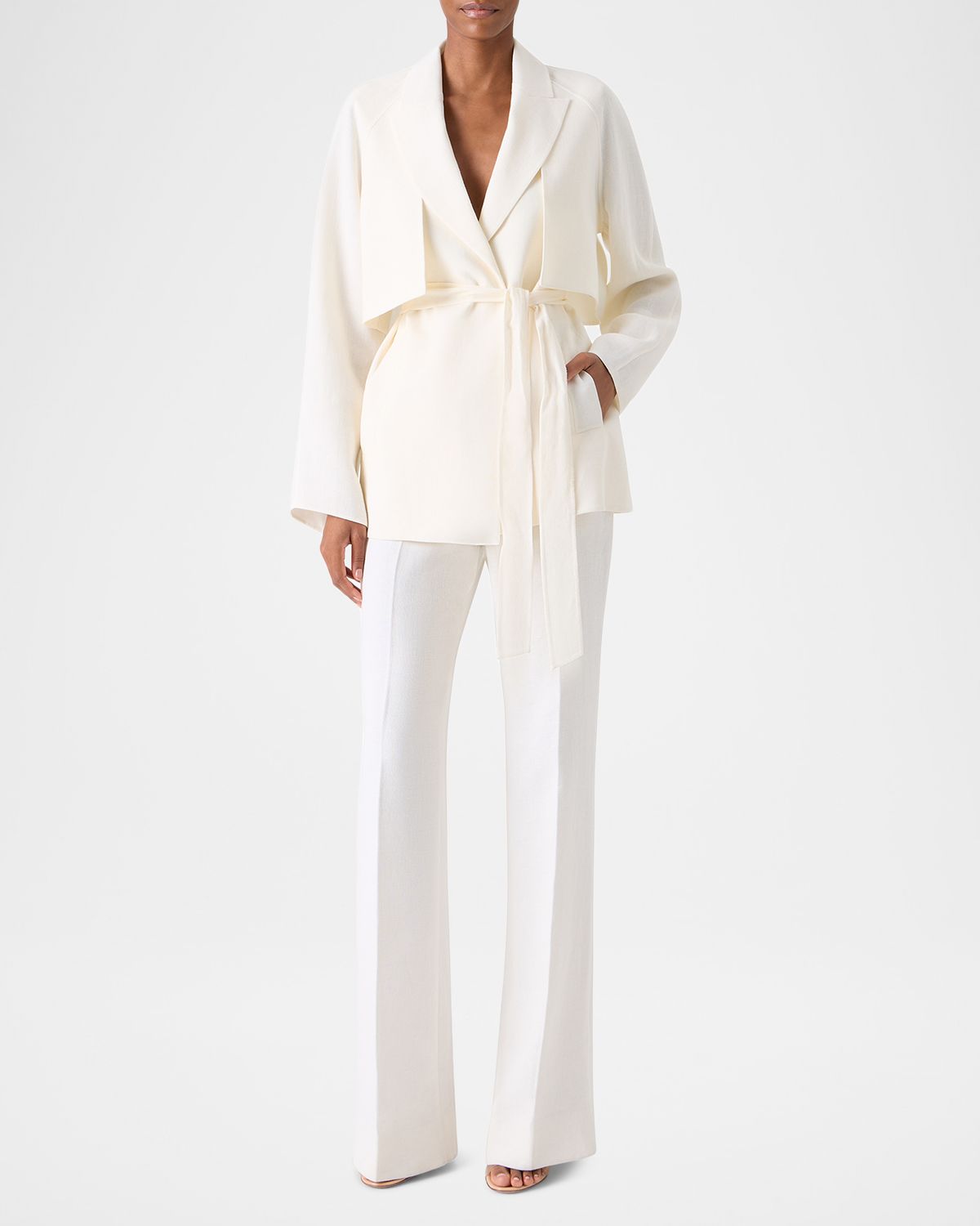 Akris Duo Convertible Linen-Wool Coat