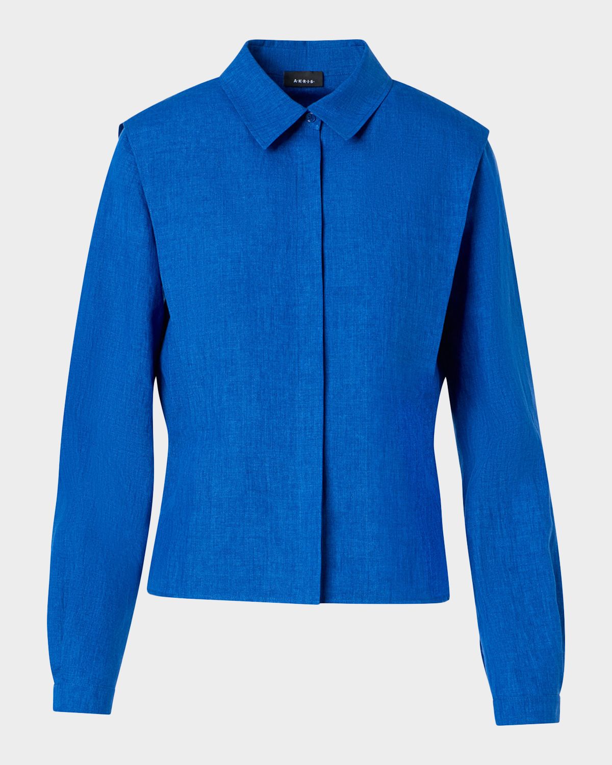 Akris Ruched Linen Button-Down Blouse