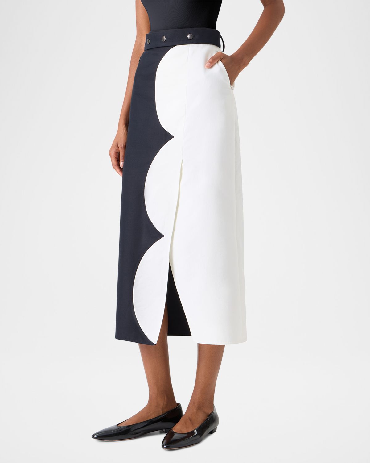 Akris Colorblock Double-Face Midi Pencil Skirt
