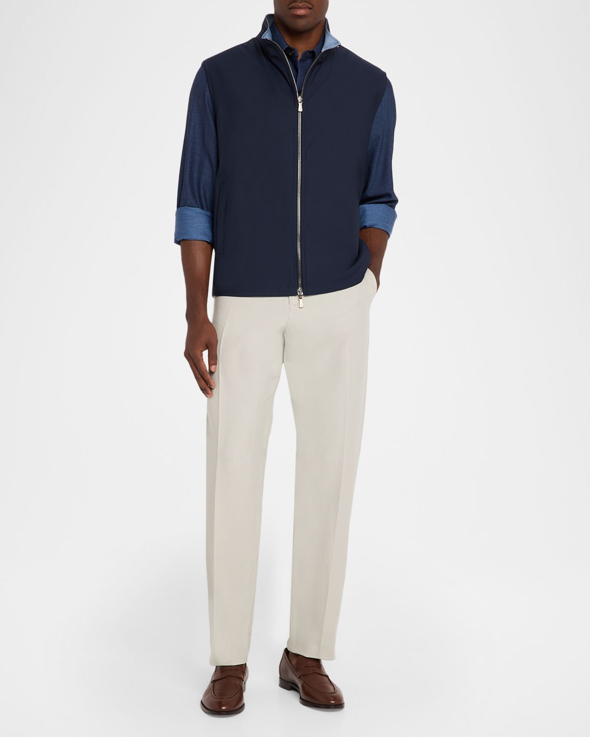 Isaia Men 's Zipped Reversible Vest