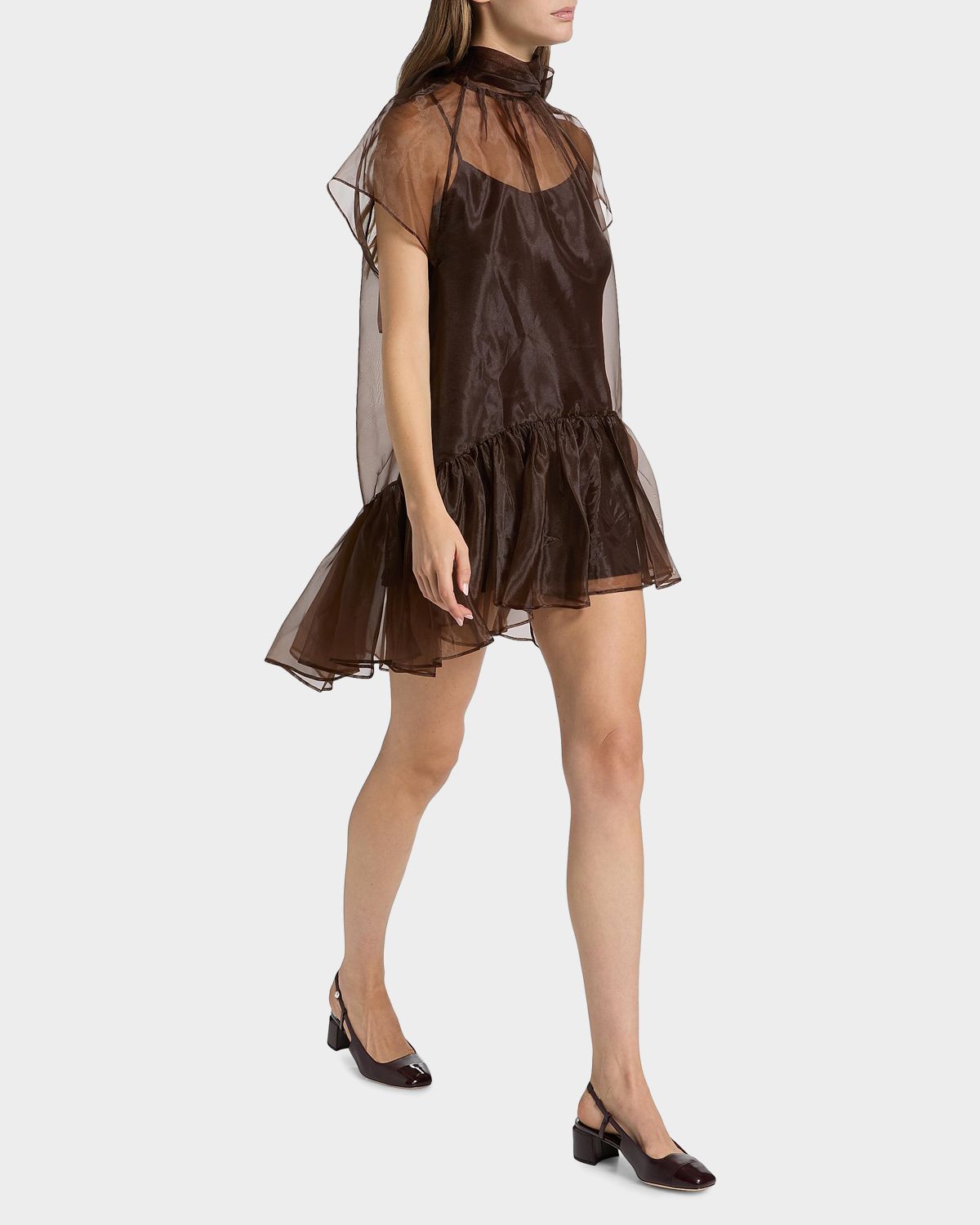 SIMKHAI Beaux Tiered Organza Mini Dress