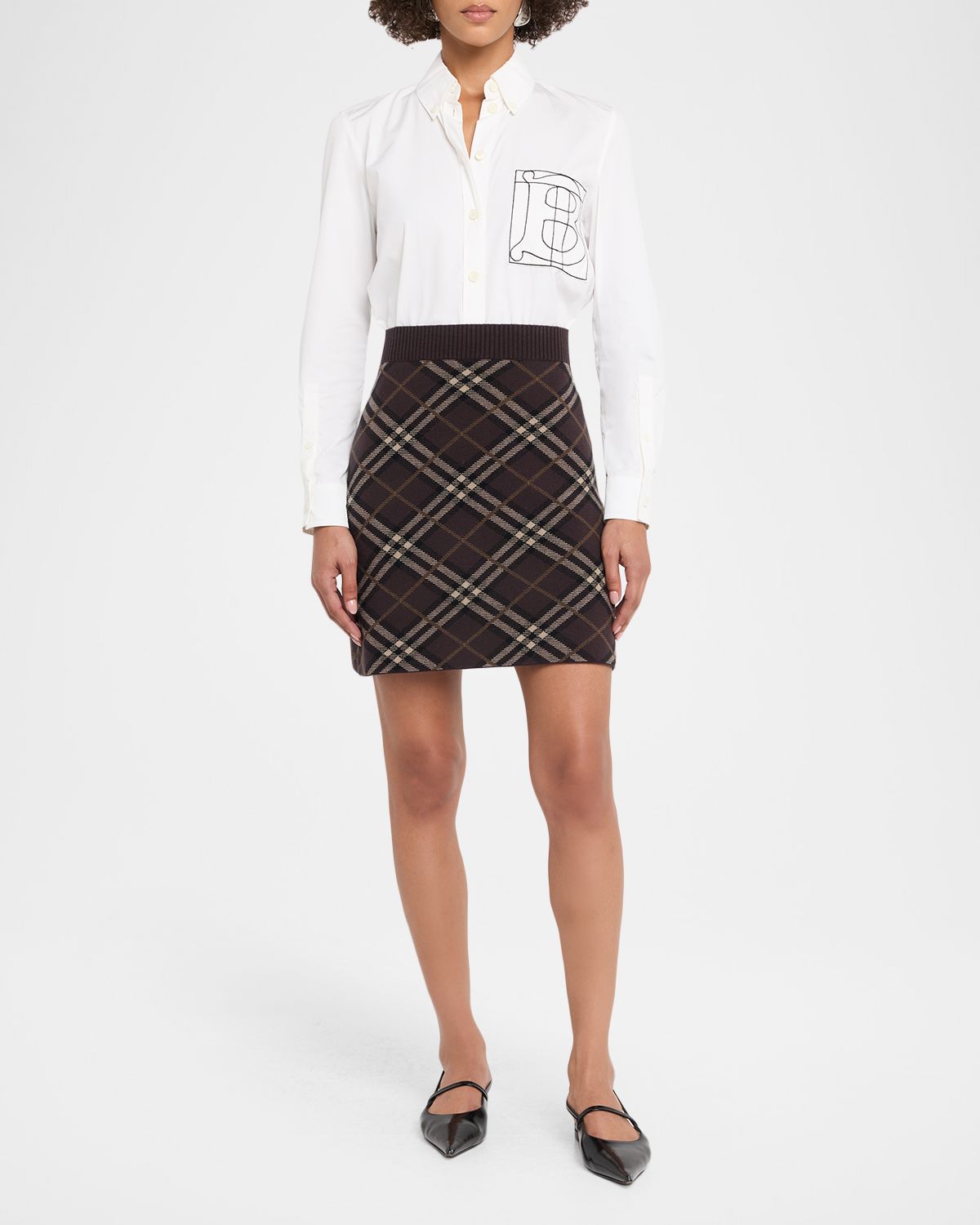 Burberry Ginny Check Knit Mini Skirt