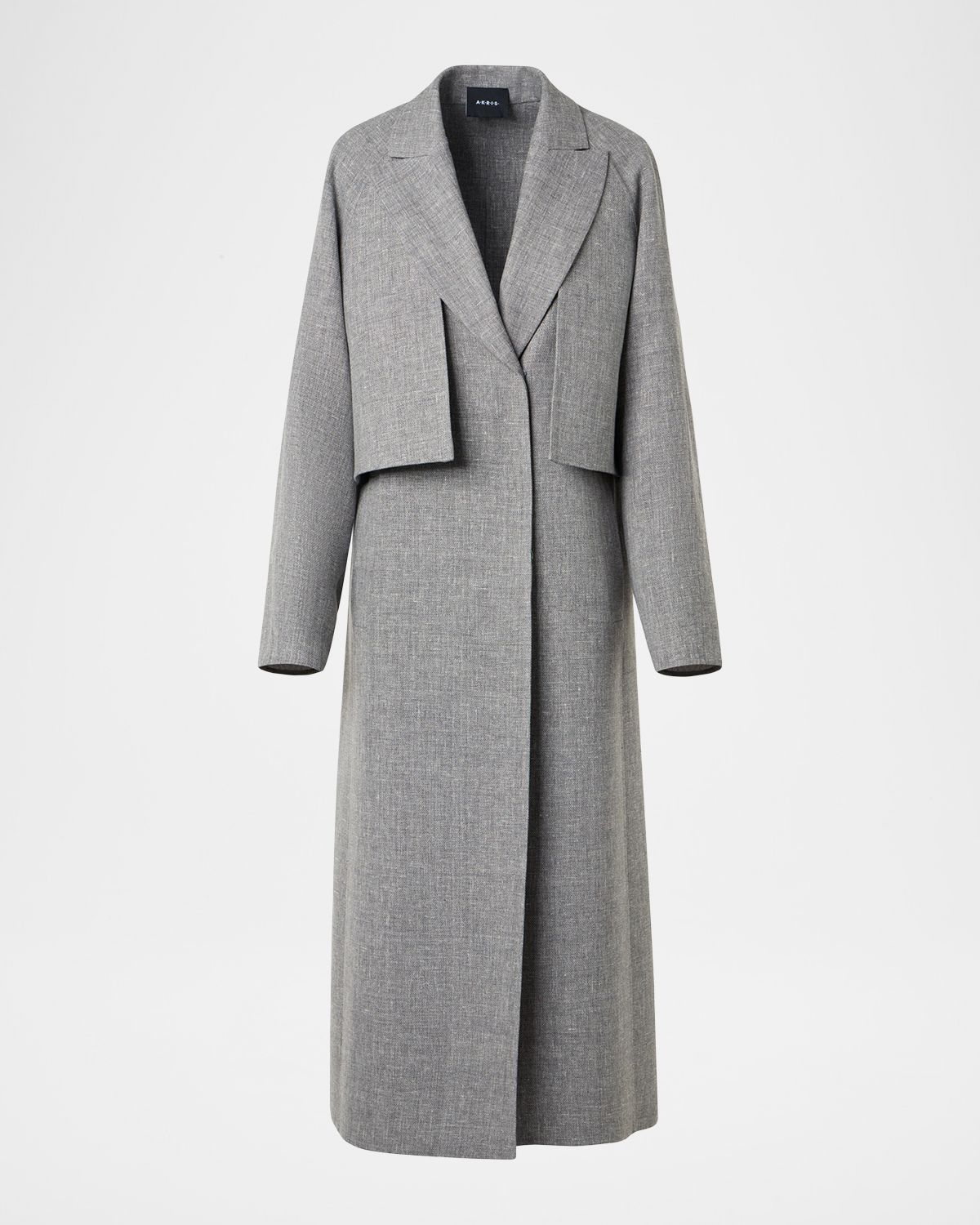 Akris Zendaya Duo Wool-Linen Open Coat With Detachable Bolero
