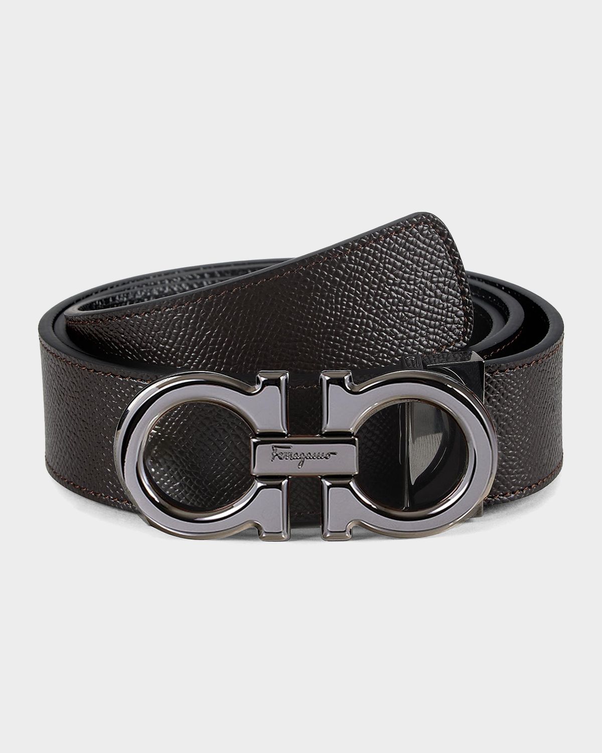 Ferragamo Gancini Adjustable Cut-to-Size Reversible Leather Belt