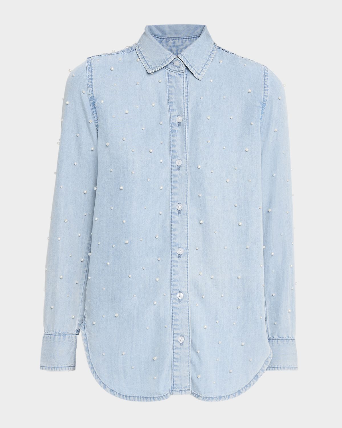 Generation Love Marcello Pearl-Embellished Denim Shirt