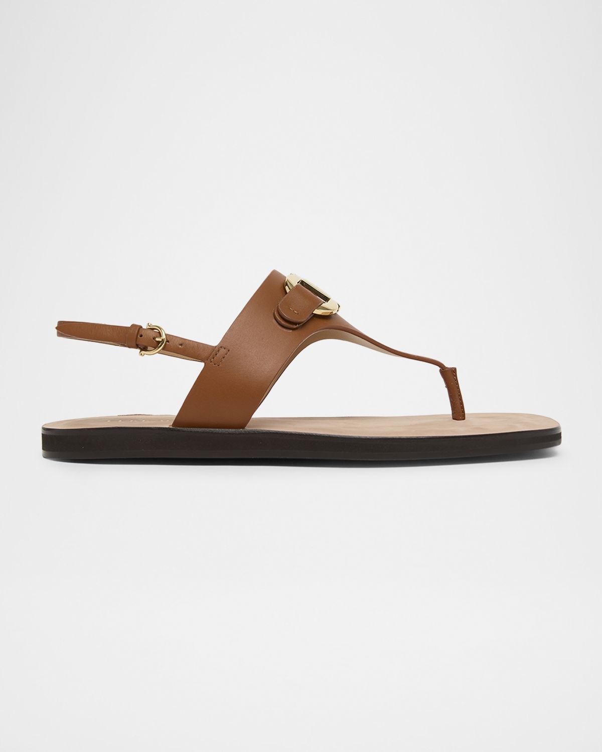 Ferragamo Siriana Gancio Leather Thong Sandals
