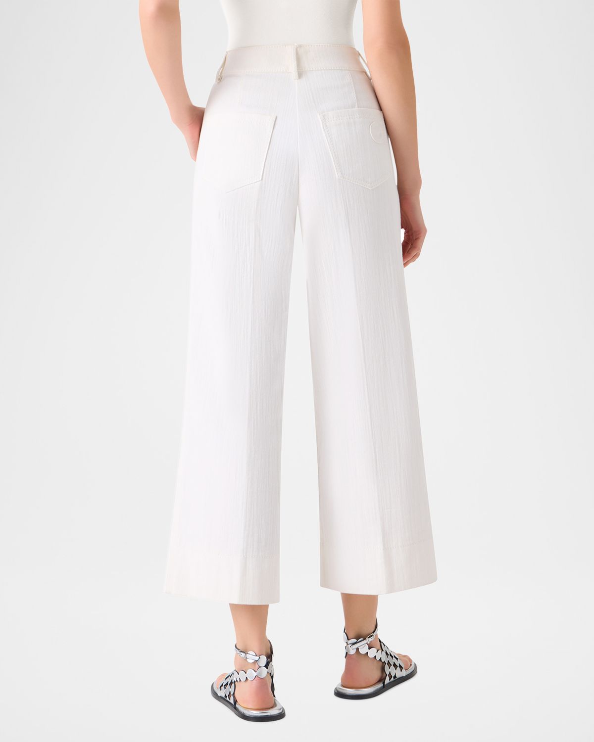 Akris punto Chiara Stretch Denim Wide-Leg Crop Pants