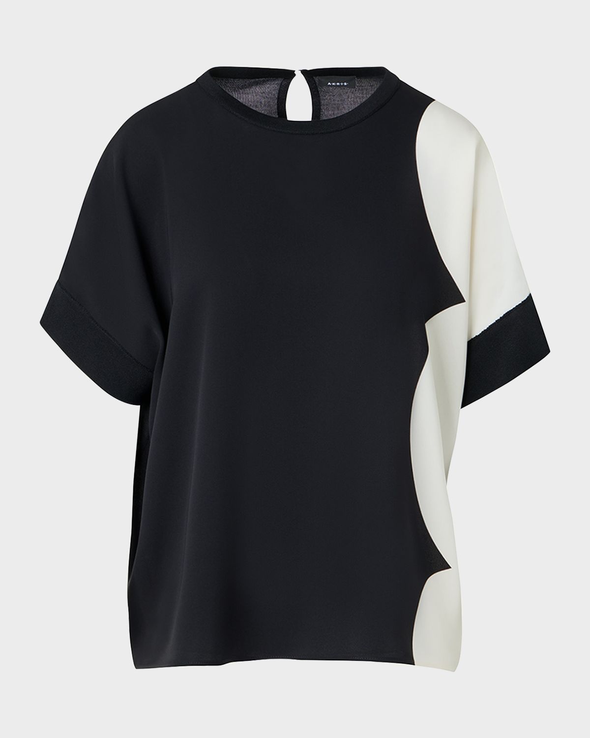 Akris Silk-Front Short-Sleeve Sweater | Thumbnail 6
