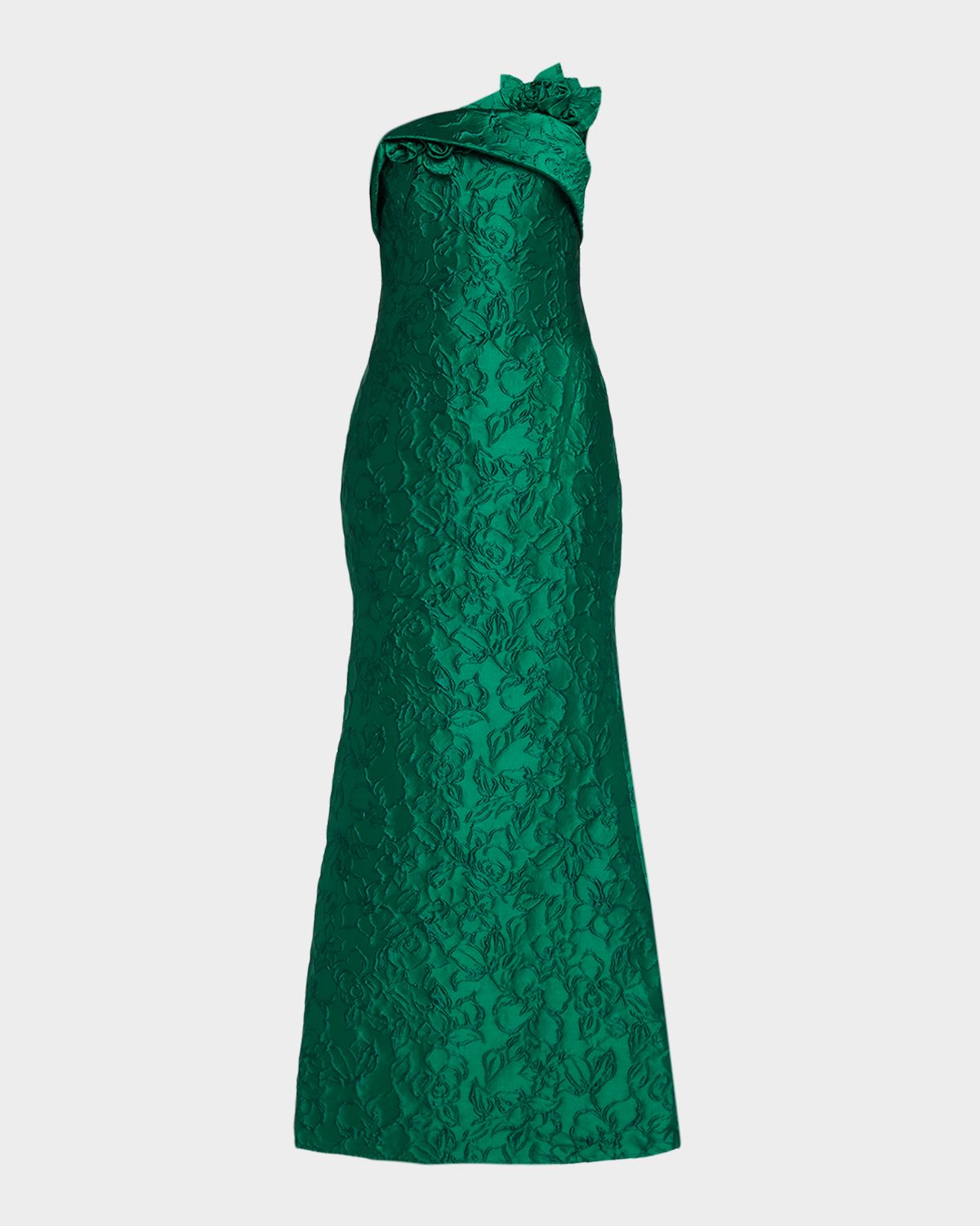 Badgley Mischka Strapless Floral Jacquard Trumpet Gown