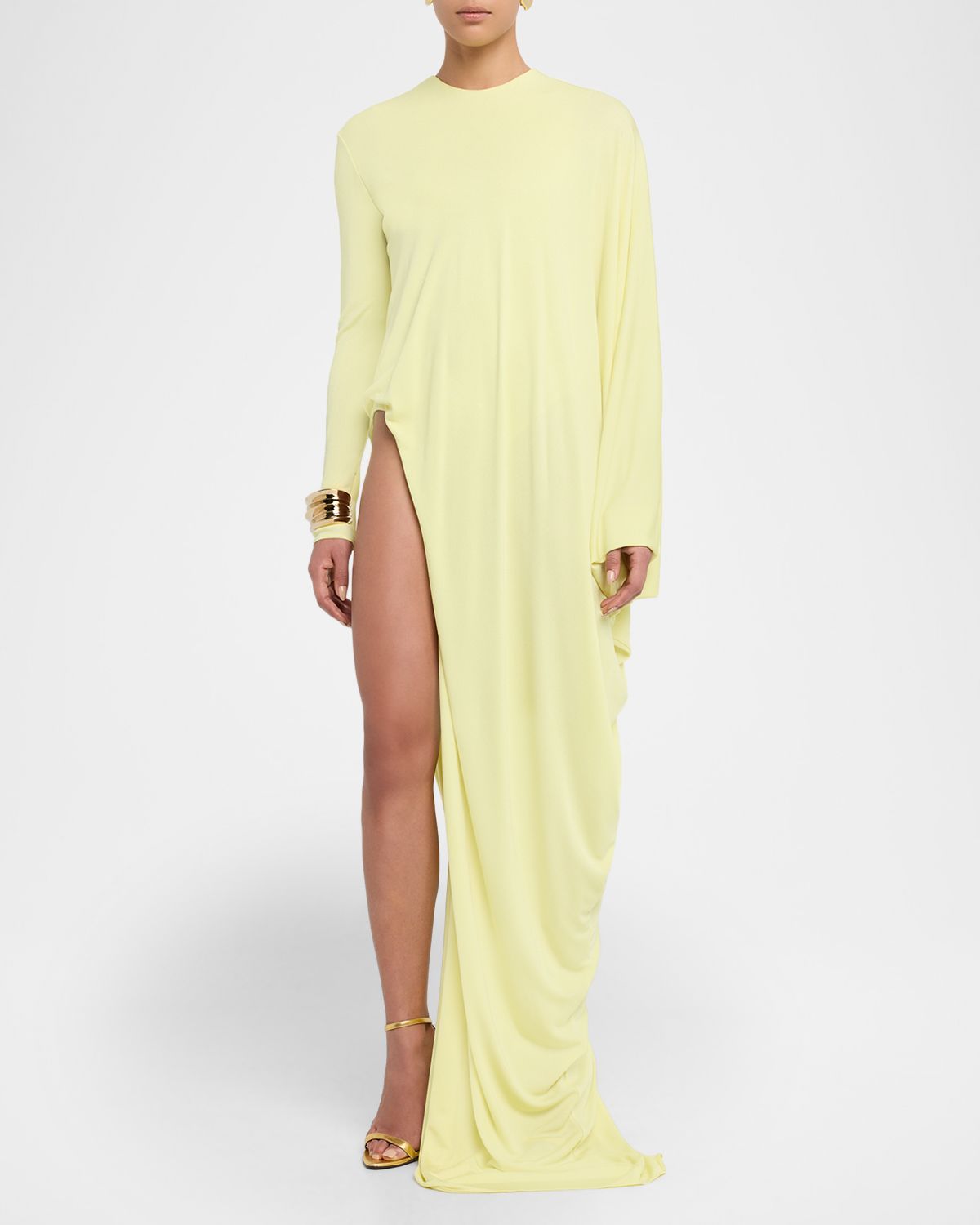 TOM FORD Draped Cutout Long-Sleeve Gown