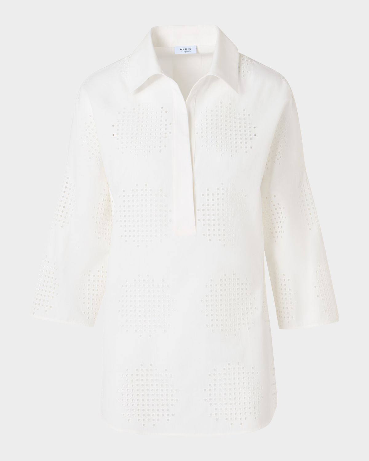 Akris punto Eyelet Embroidered Poplin Collared Blouse