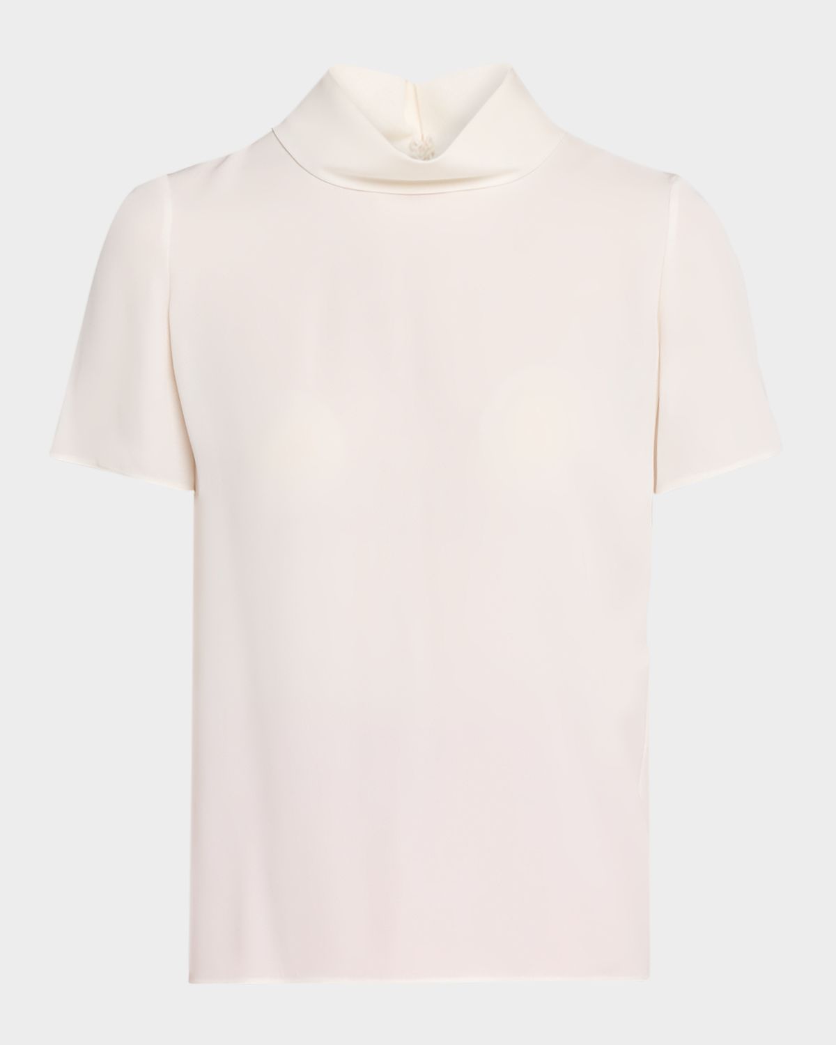 Valentino Garavani Mock-Neck Short-Sleeve Silk Top