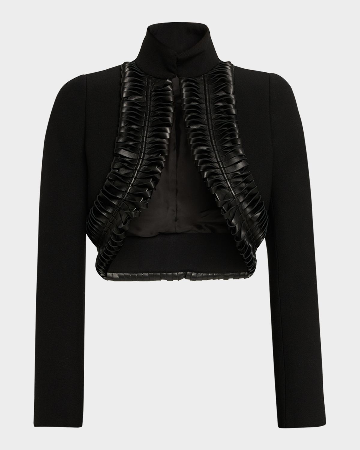 ALAIA Faux Leather-Trimmed Crop Jacket