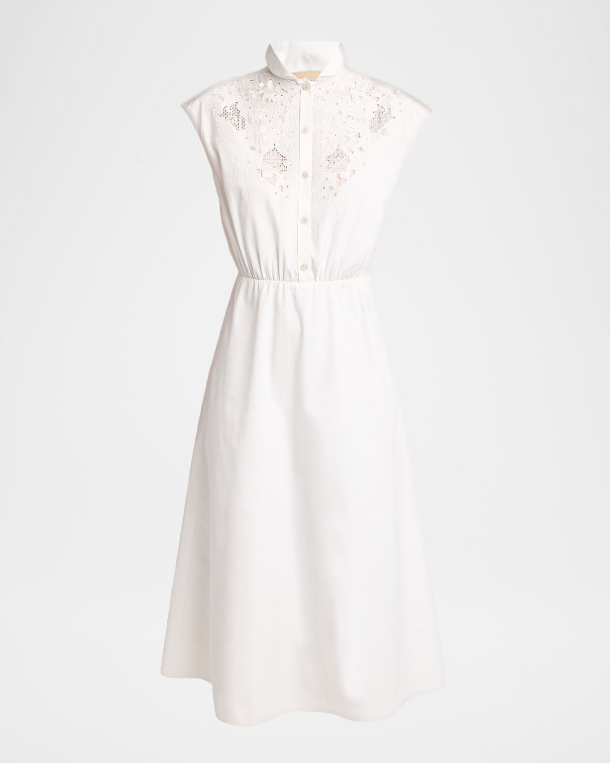 Valentino Garavani Broderie Anglaise Cap-Sleeve Midi Shirtdress