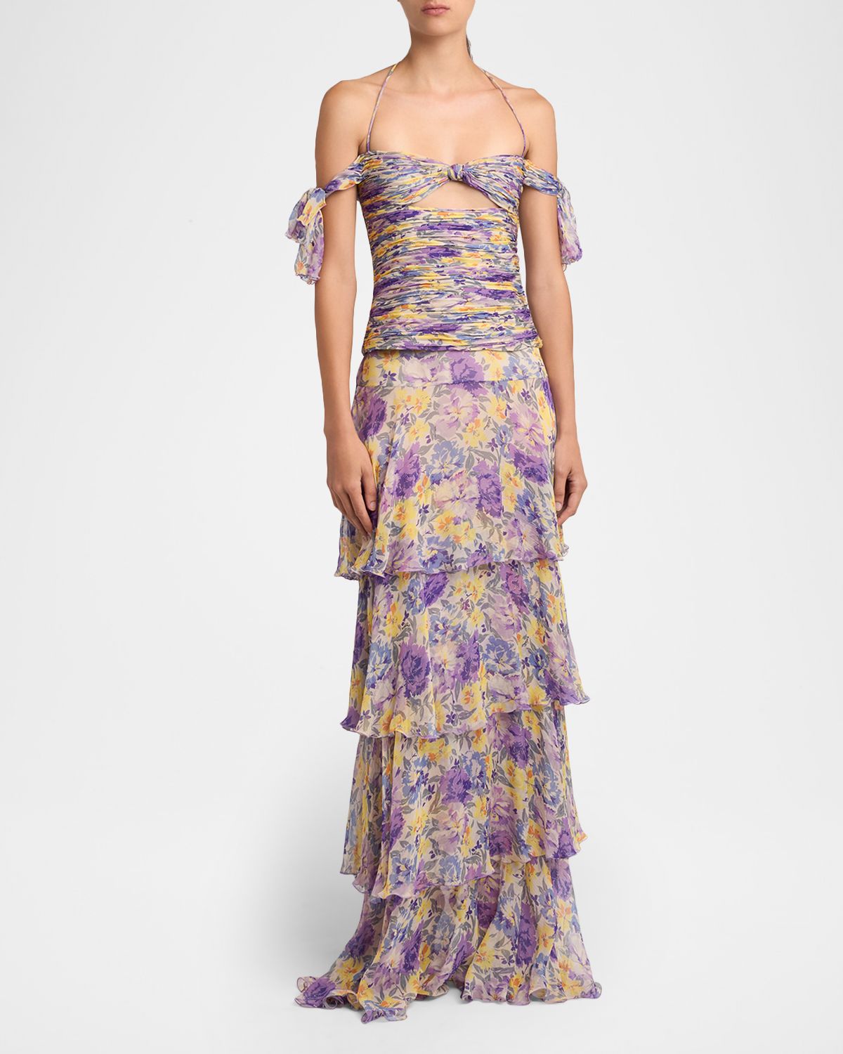 Valentino Garavani Off-The-Shoulder Ruched Floral Silk Cutout Top | Thumbnail 5 Valentino Garavani Off-The-Shoulder Ruched Floral Silk Cutout Top | Thumbnail 5