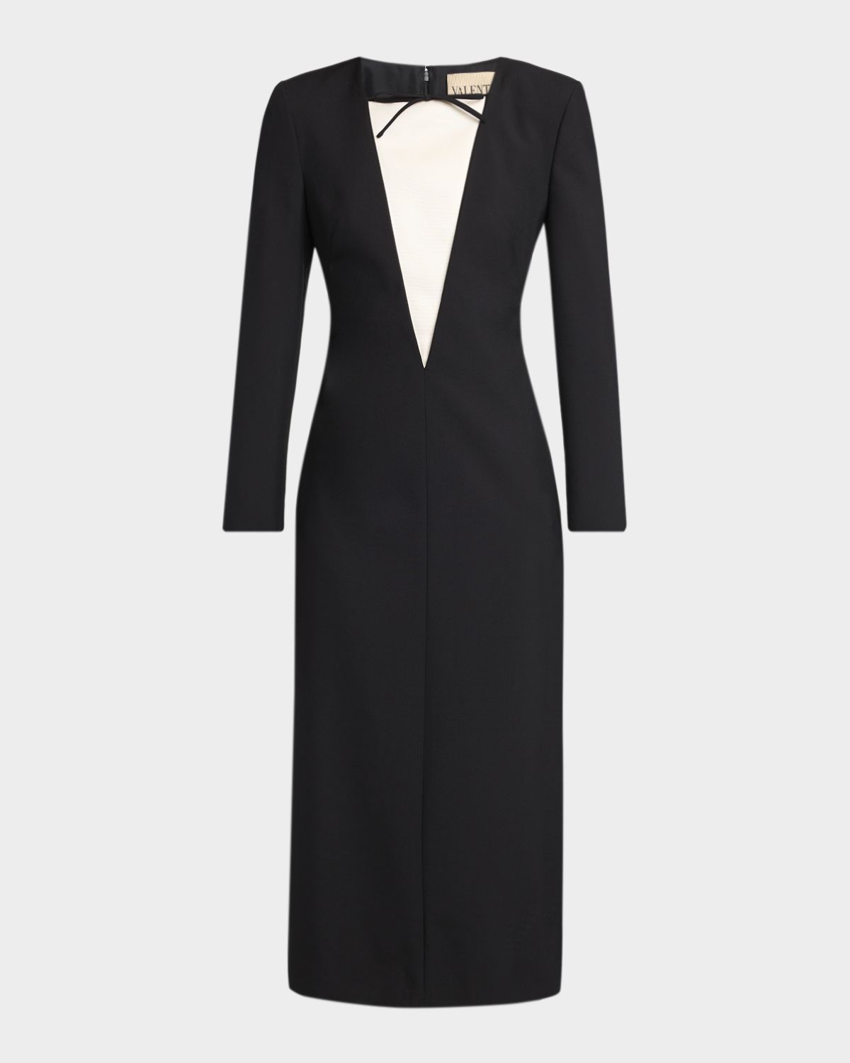 Valentino Garavani Bow Colorblock Long-Sleeve Midi Dress
