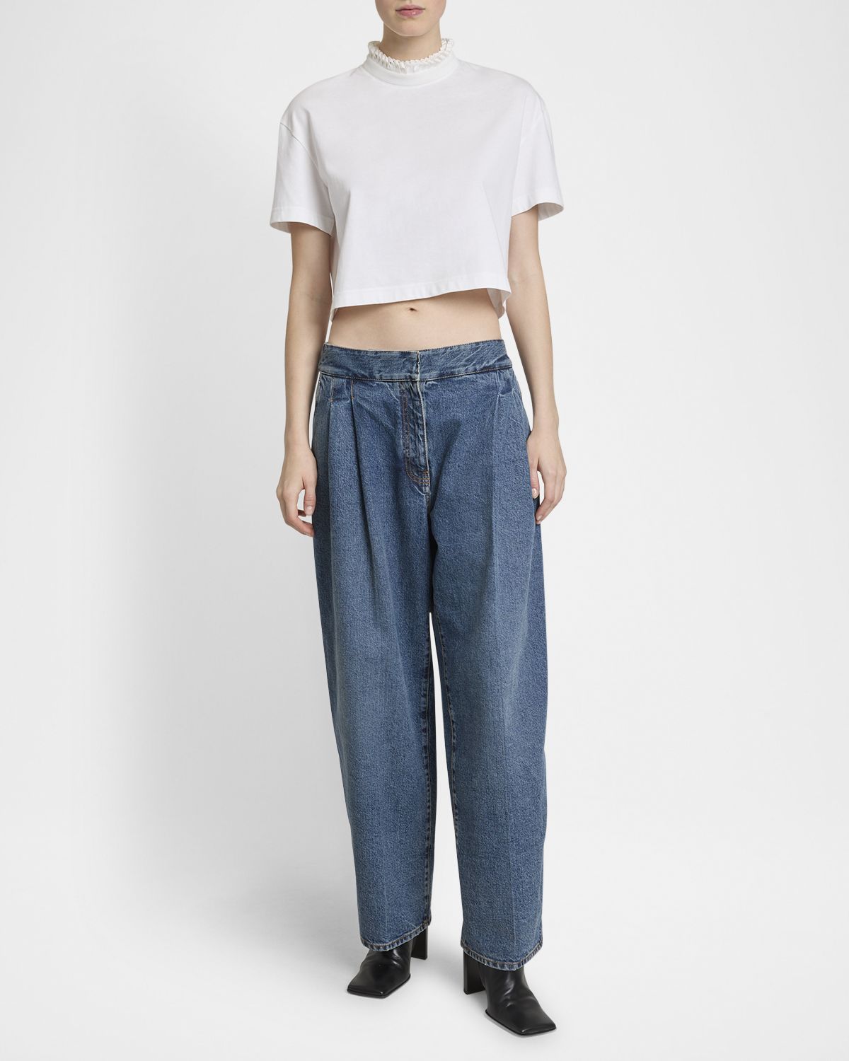 ALAIA Cotton Jersey Cropped T-Shirt | Thumbnail 5