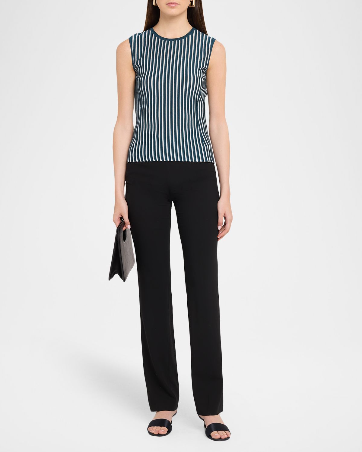 Akris Silk-Blend Striped Rib Tank Top