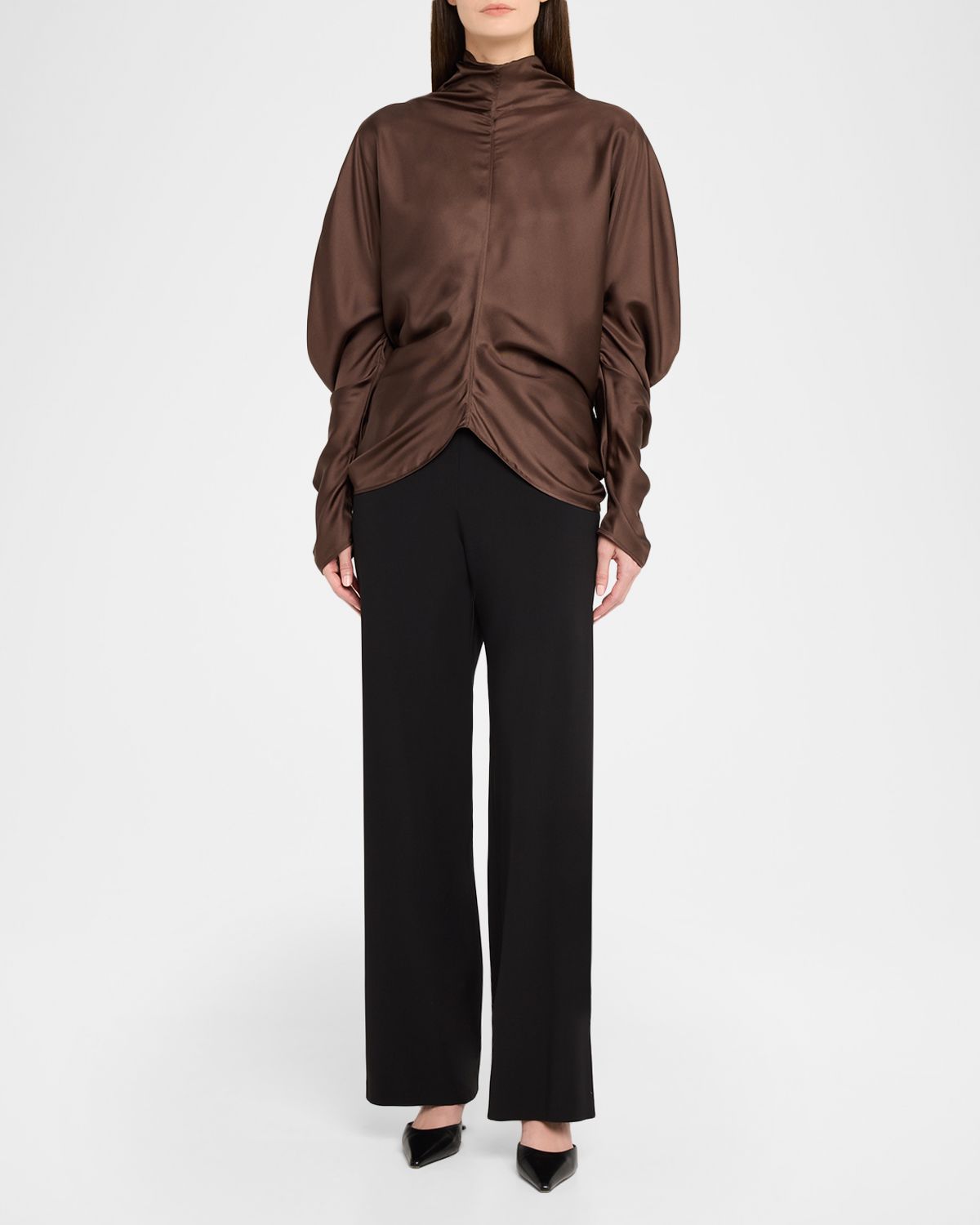 THE ROW Miles Turtleneck Draped Silk Top | Thumbnail 5