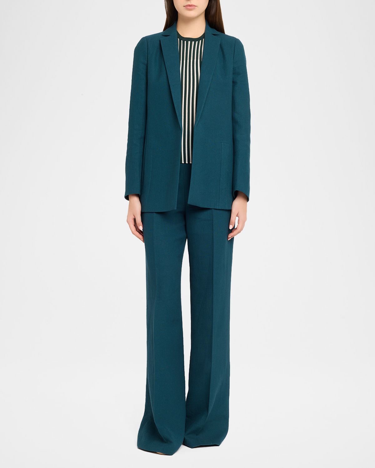 Akris Linen-Wool Open Tailored Jacket