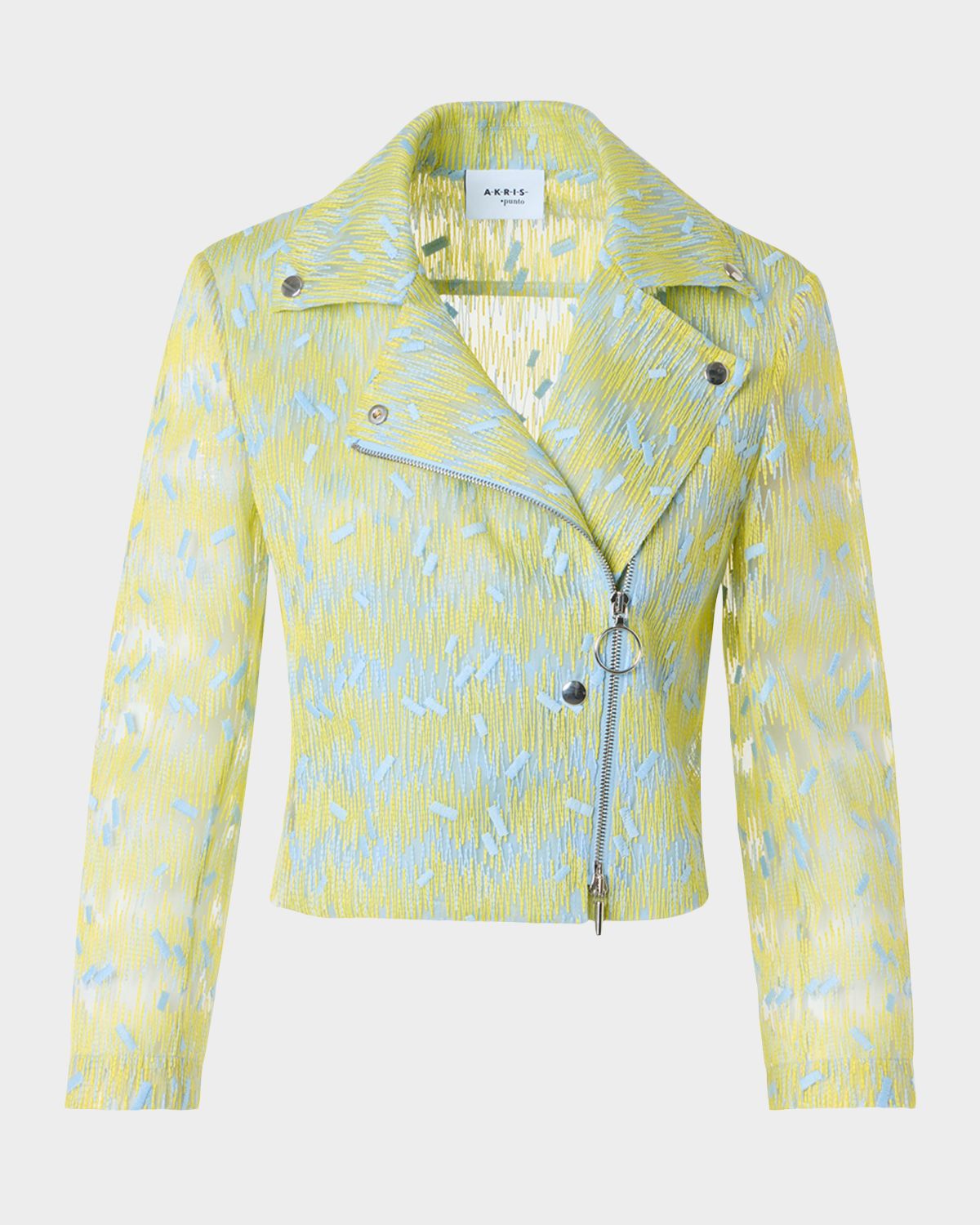 Akris punto Scribble Dot Cropped Biker Jacket
