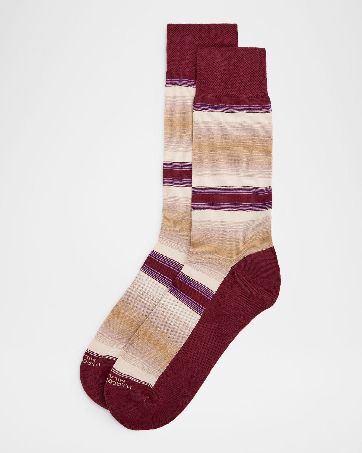Marcoliani Men 's Degrade Stripe Cotton Crew Socks