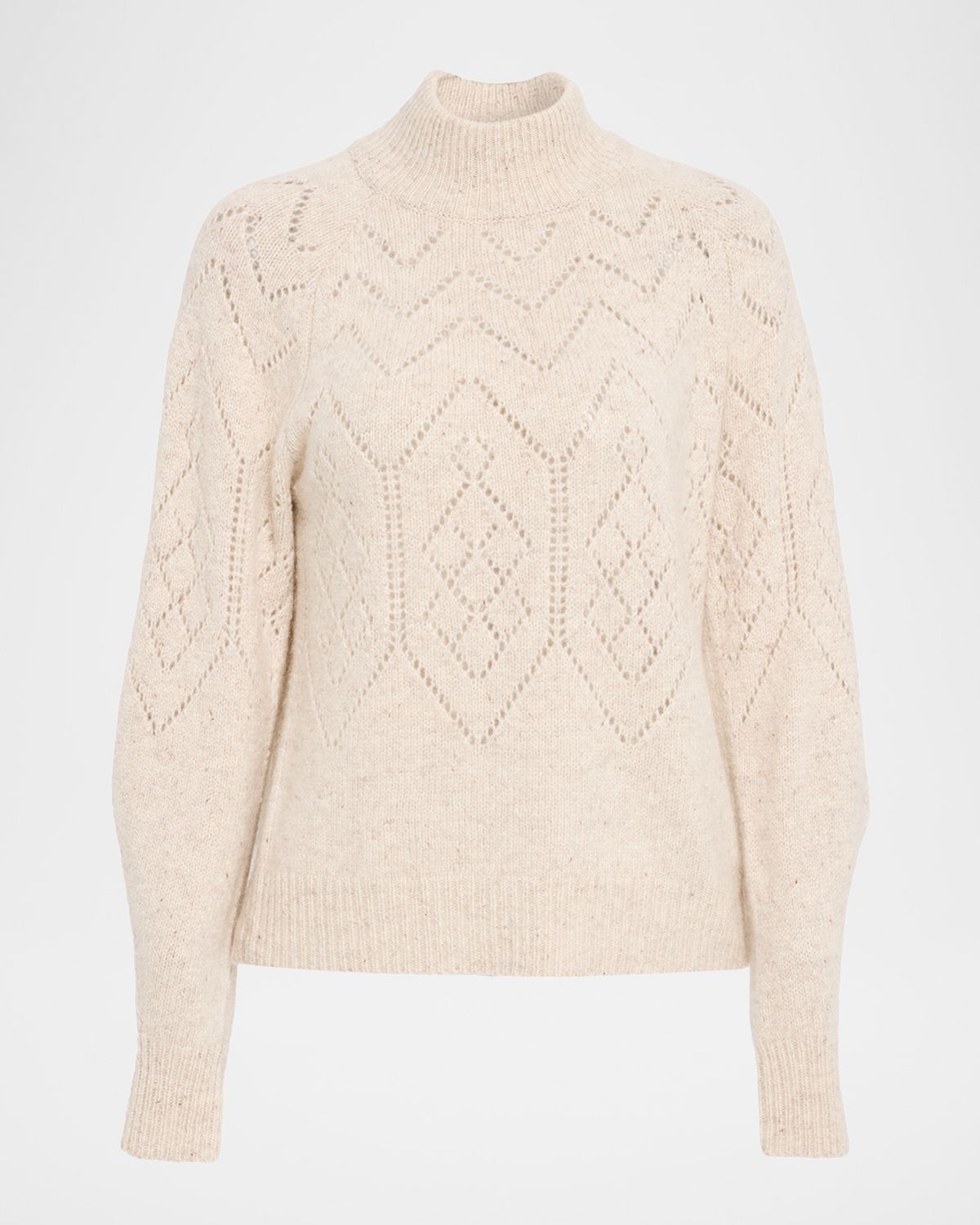 Autumn Cashmere Mock-Neck Pointelle Knit Cashmere Sweater