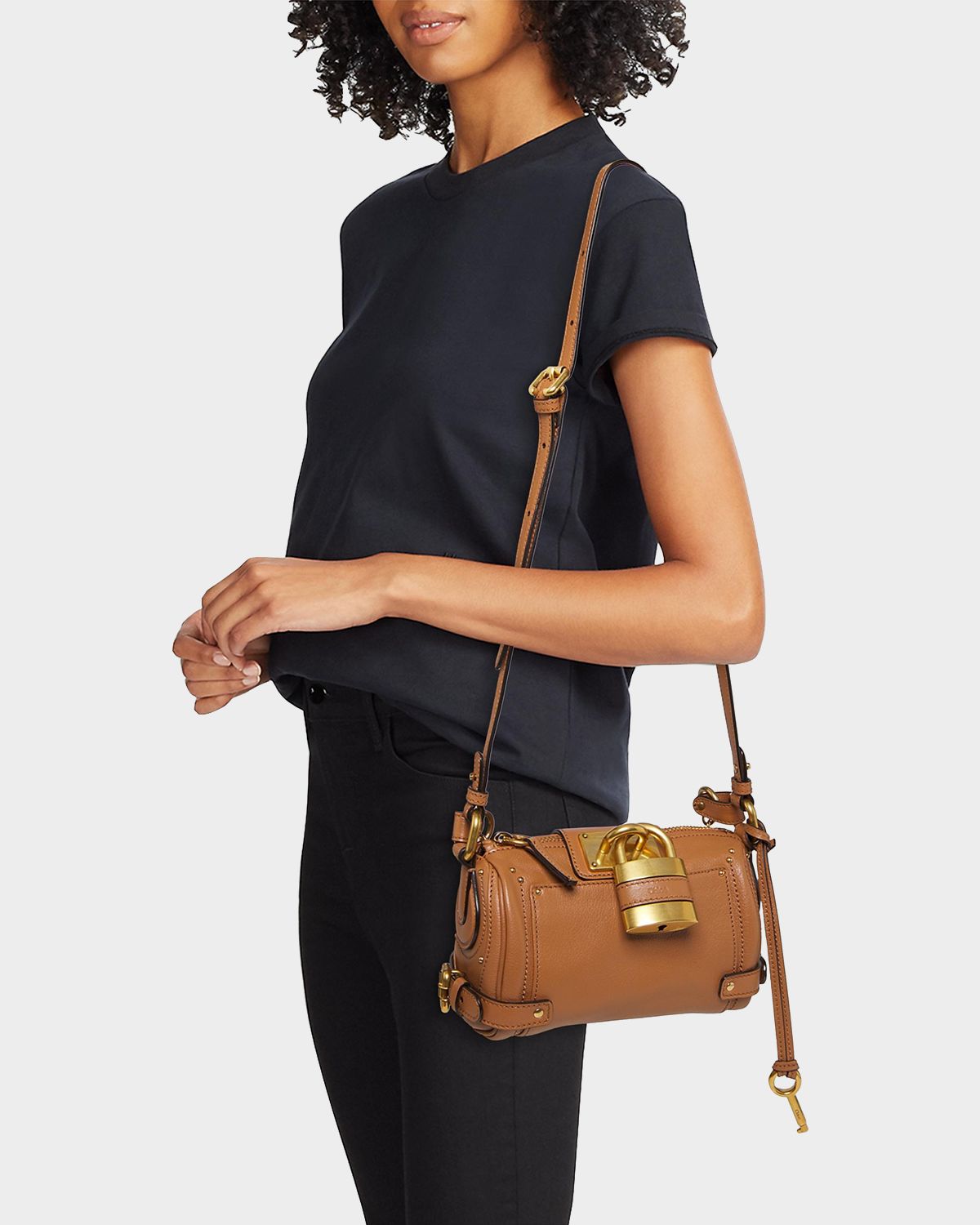 Chloe Paddington Rounded Padlock Shoulder Bag in Leather