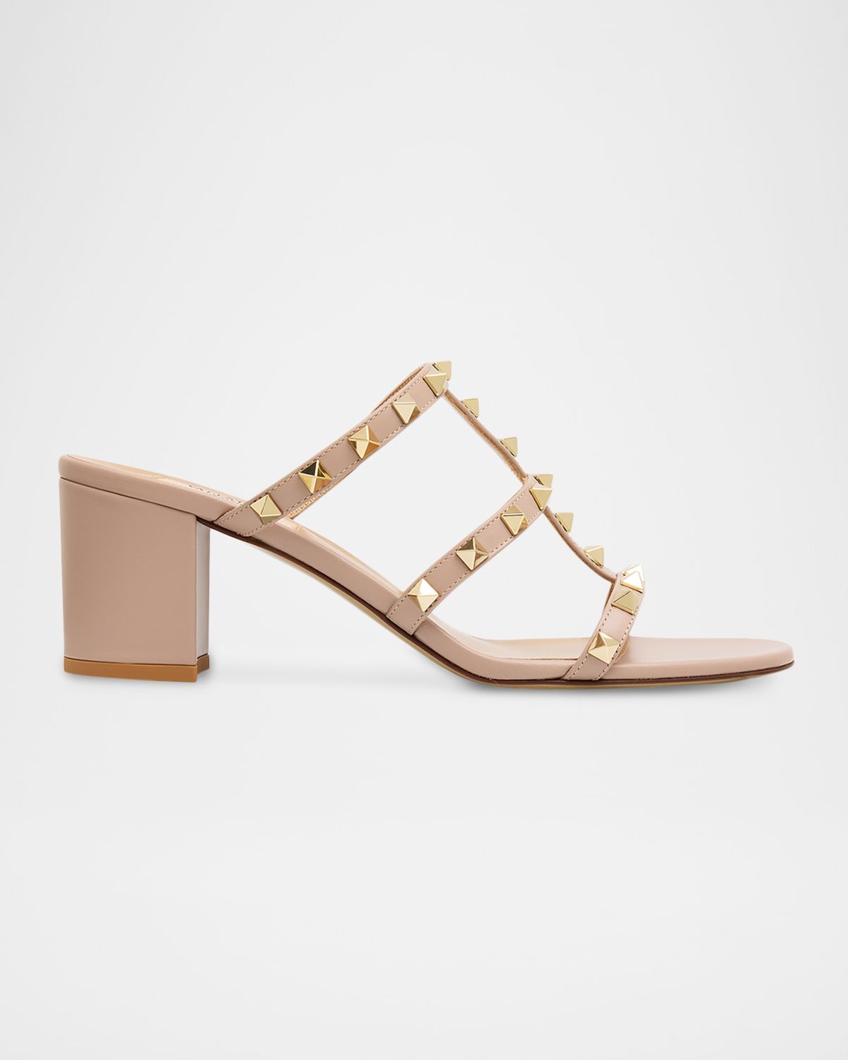 Valentino Garavani 60mm Rockstud Caged Block-Heel Slide Sandals