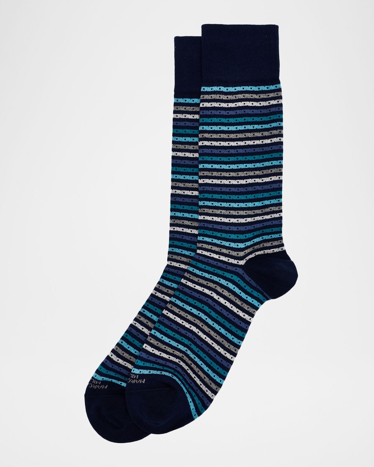 Marcoliani Men 's Multicolor Stripe Cotton Crew Socks