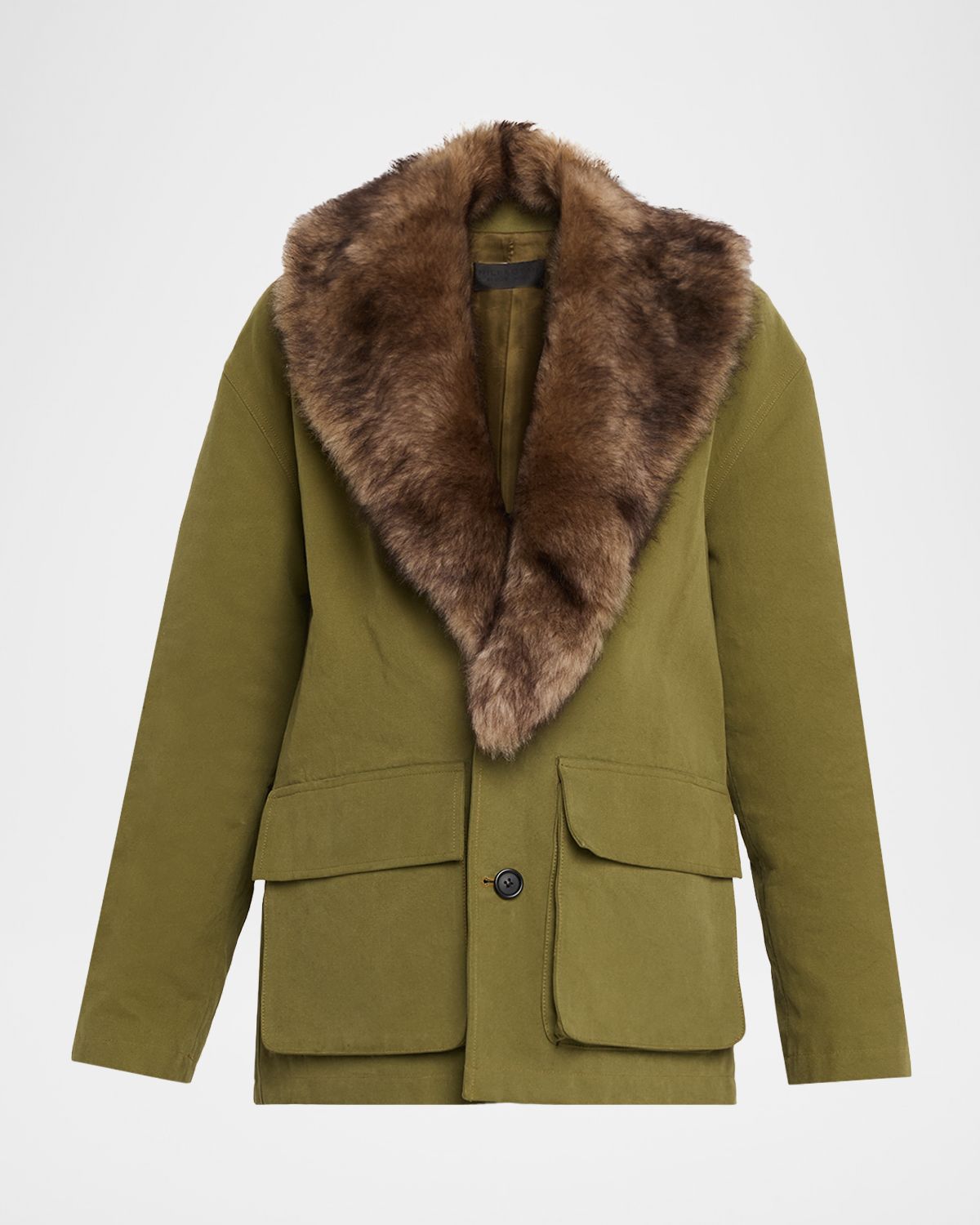 Nili Lotan Ronay Faux-Fur Collar Single-Breasted Parka Jacket