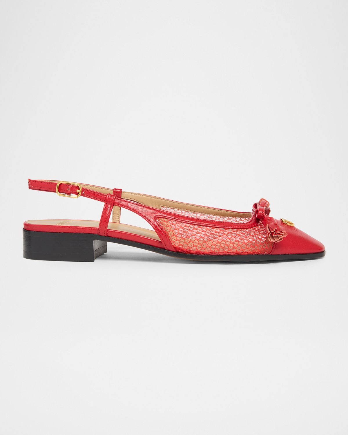 Valentino Garavani 25mm VLogo Signature Valet Mesh and Leather Ballerina Flats